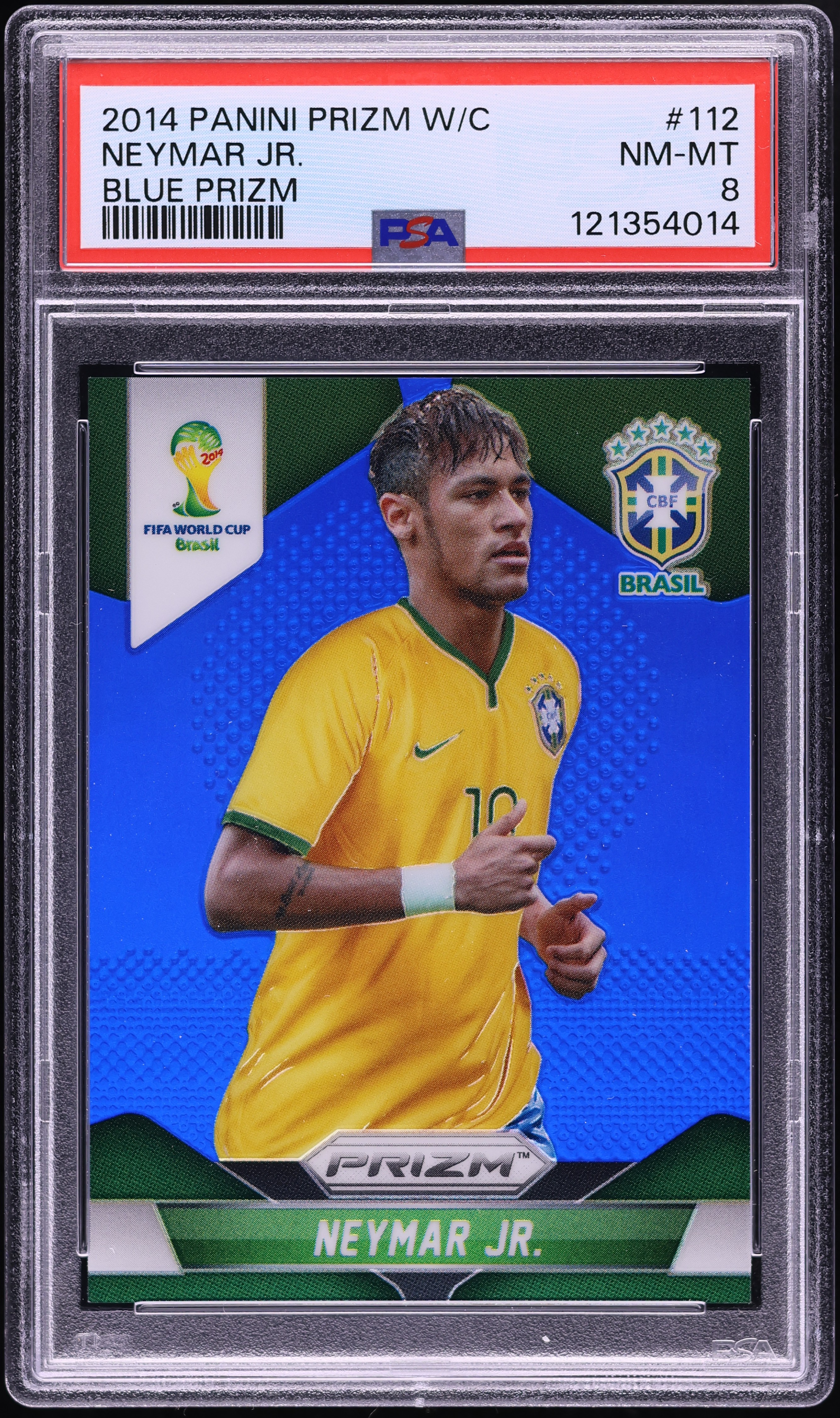 2014 Panini Prizm World Cup Blue Neymar Jr. /199 #112 PSA 8 NM-MT