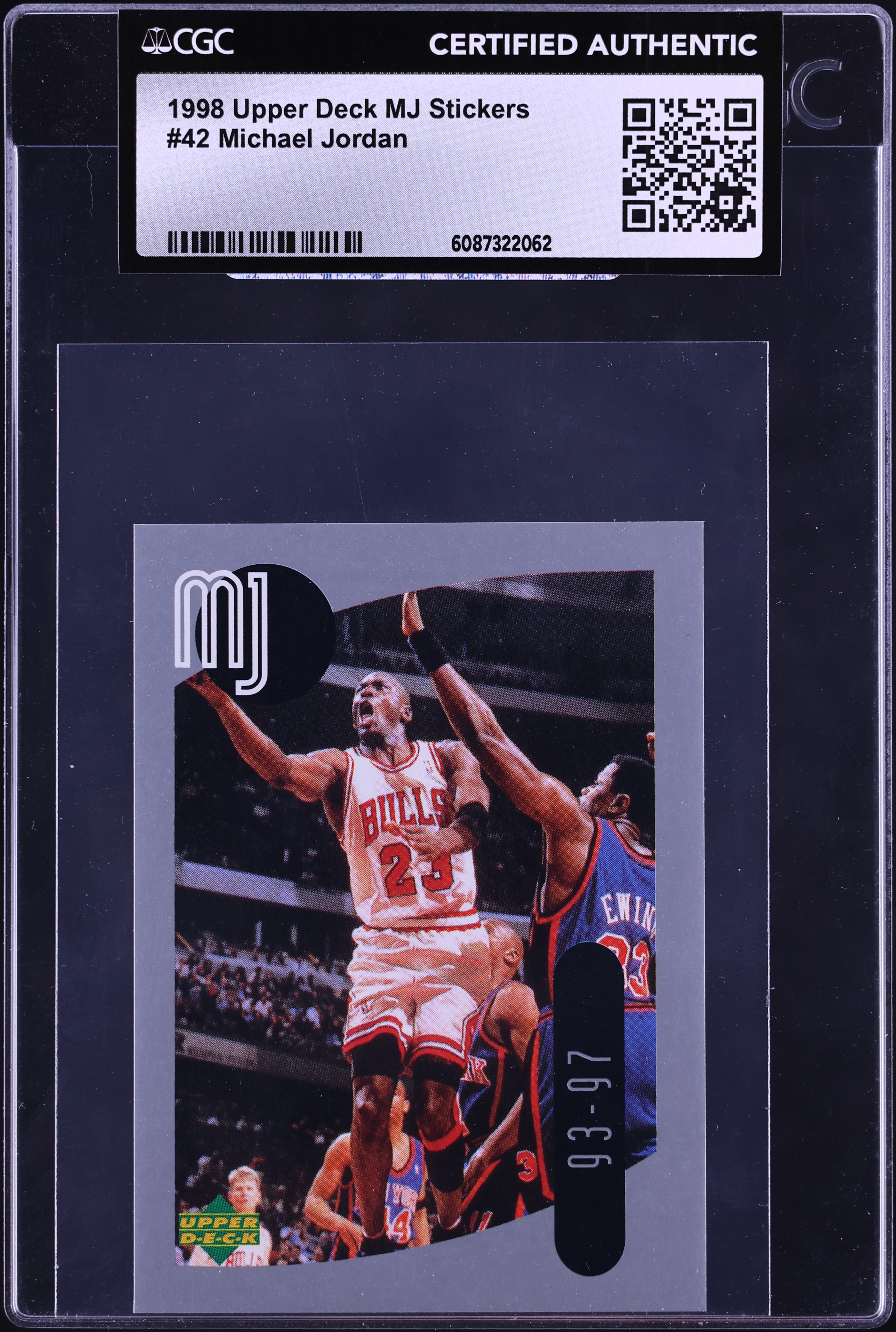 1998 Upper Deck MJ Stickers Michael Jordan #42 CGC AUTH on 
