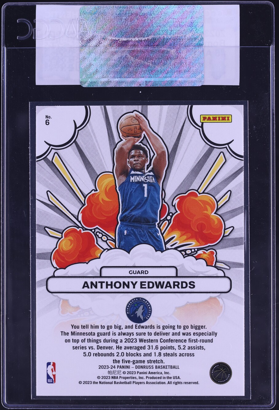 2023 Donruss Bomb Squad! Anthony Edwards #6 CGC AUTH