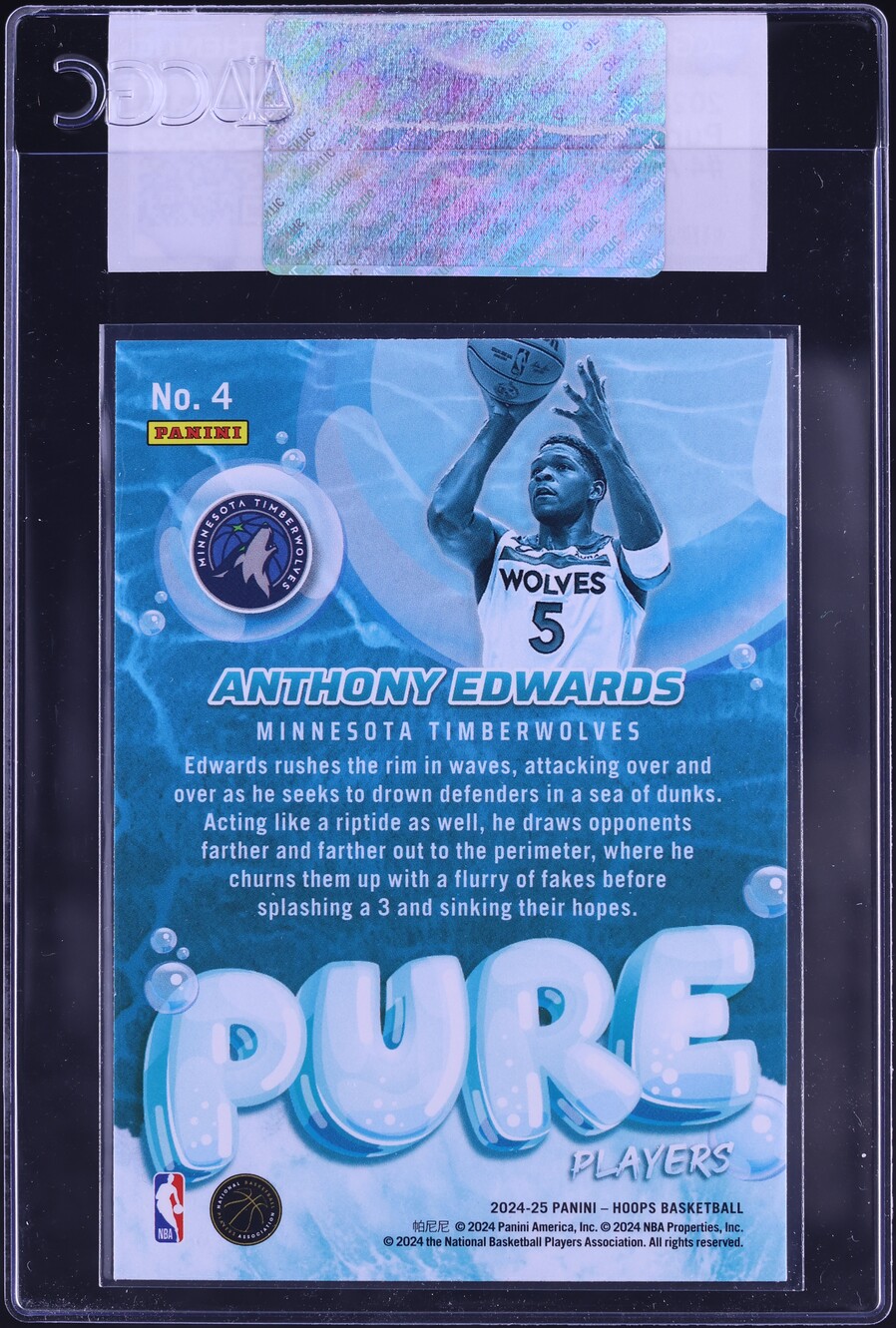 2024 Hoops Pure Players Anthony Edwards #4 CGC AUTH