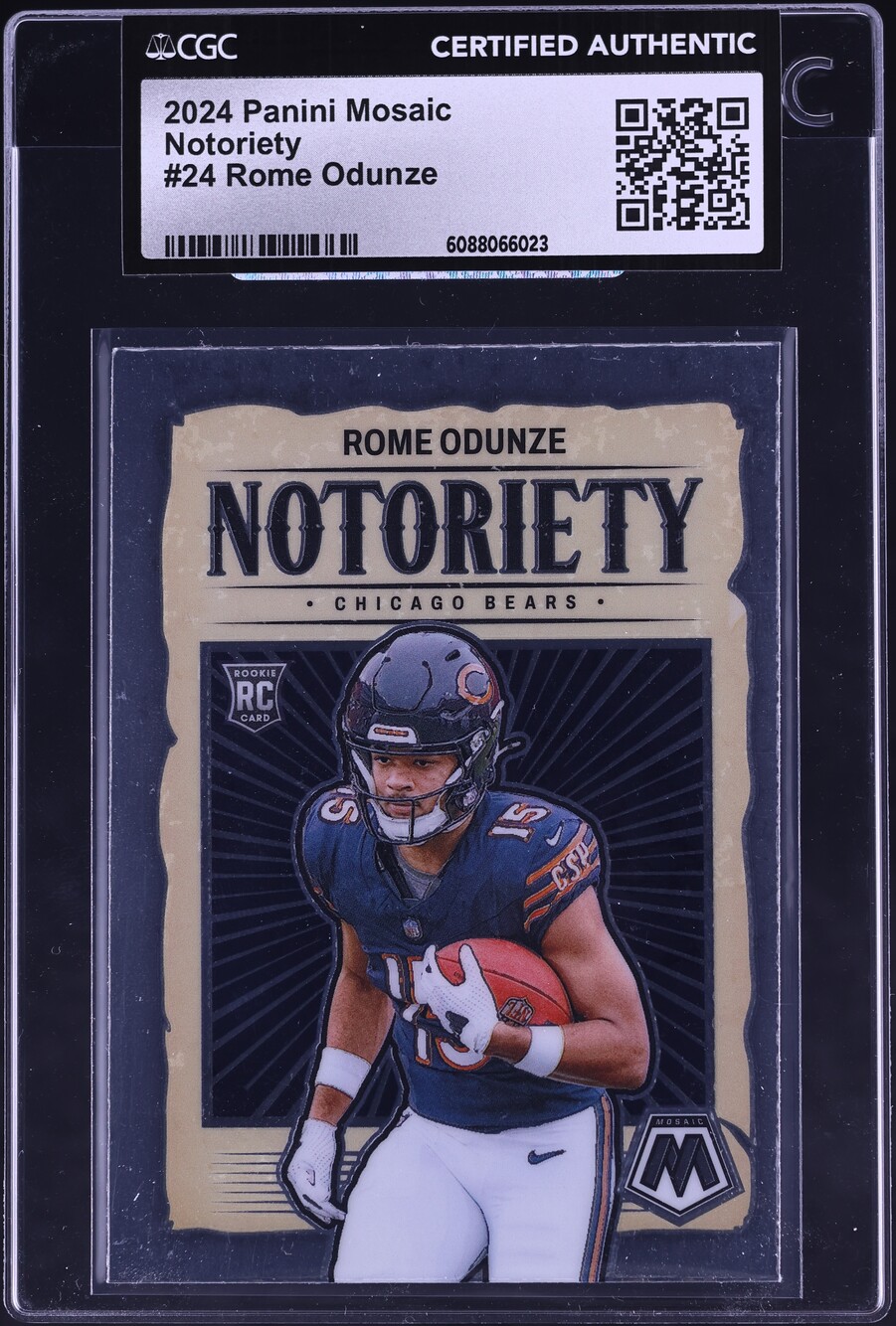 2024 Panini Mosaic Notoriety Rome Odunze ROOKIE #24 CGC AUTH
