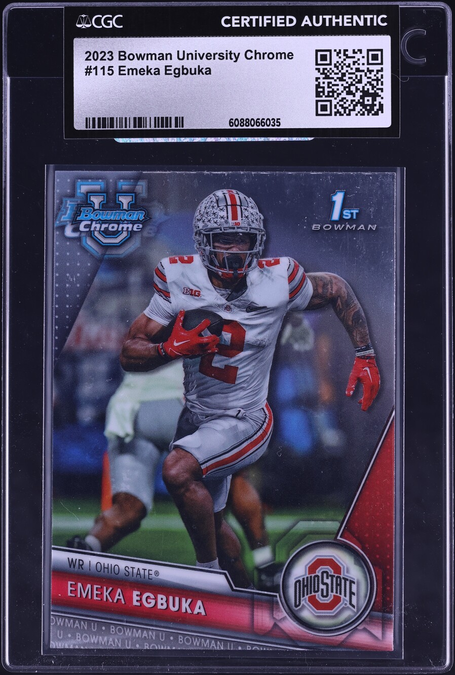 2023 Bowman University Chrome Emeka Egbuka ROOKIE #115 CGC AUTH