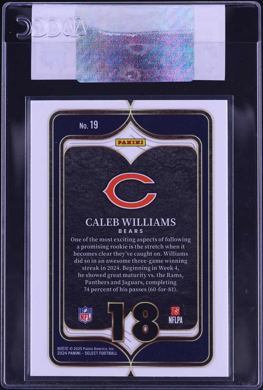 2024 Select Numbers Caleb Williams ROOKIE #19 CGC AUTH