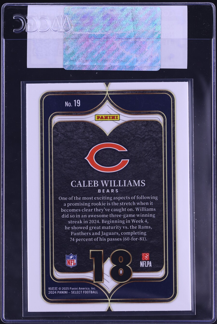 2024 Select Numbers Caleb Williams ROOKIE #19 CGC AUTH