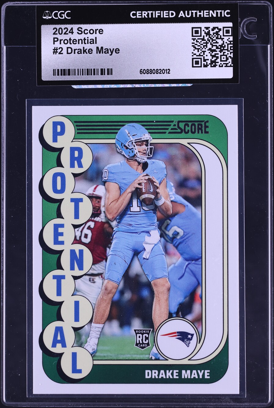 2024 Score Protential Drake Maye ROOKIE #2 CGC AUTH