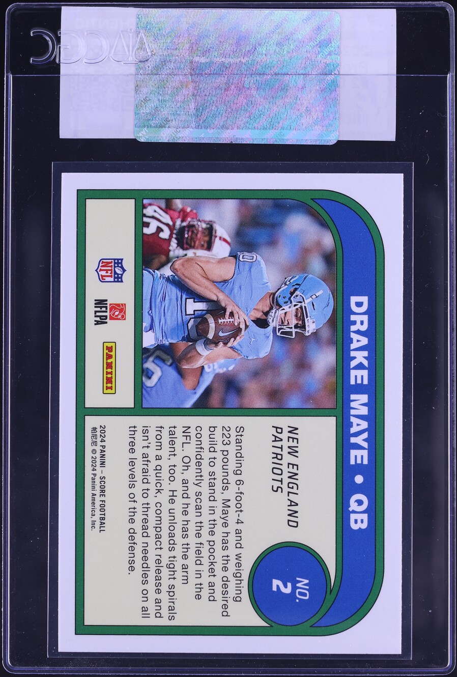 2024 Score Protential Drake Maye ROOKIE #2 CGC AUTH