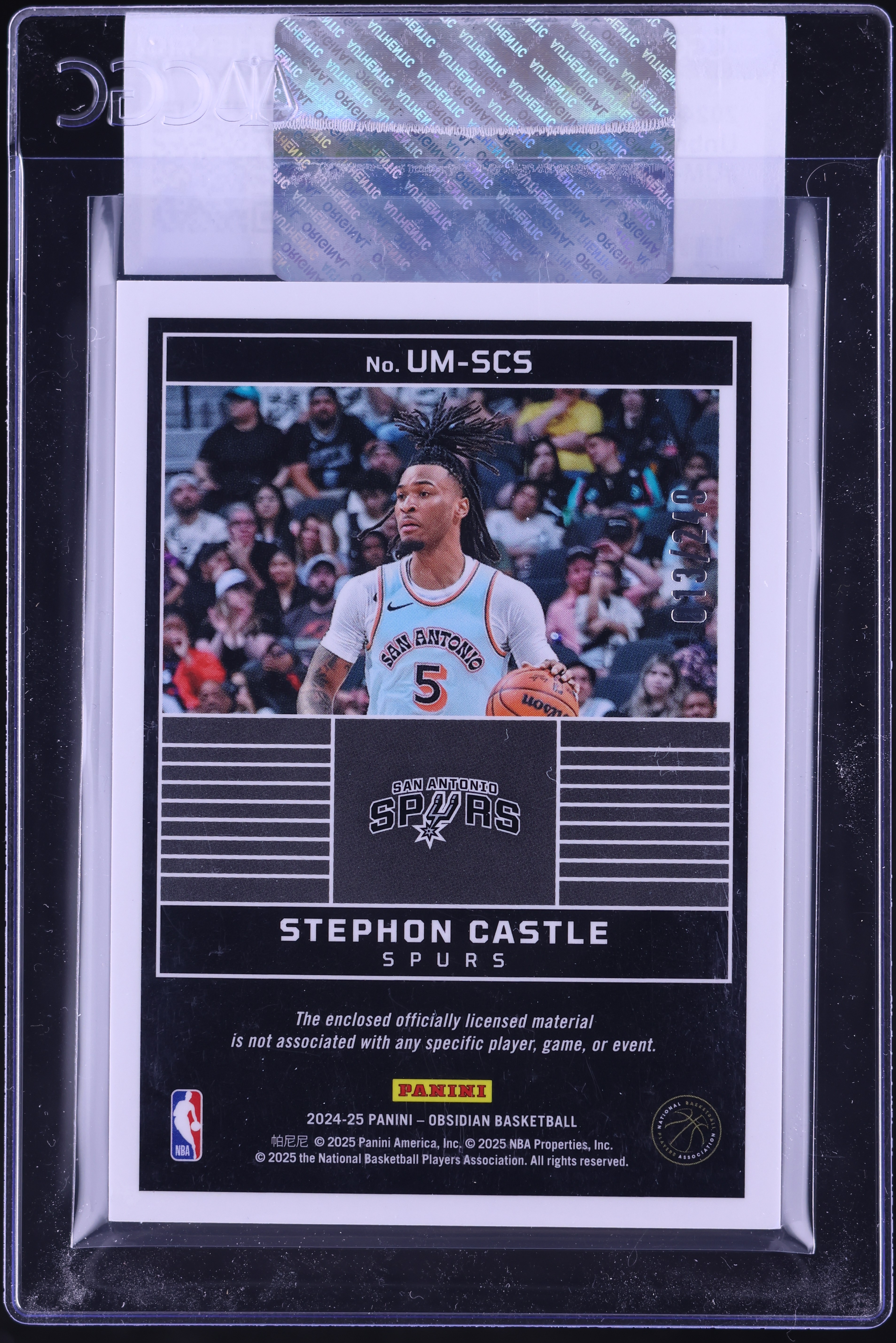 2024 Panini Obsidian Unbreakable Stephon Castle ROOKIE PATCH /249 