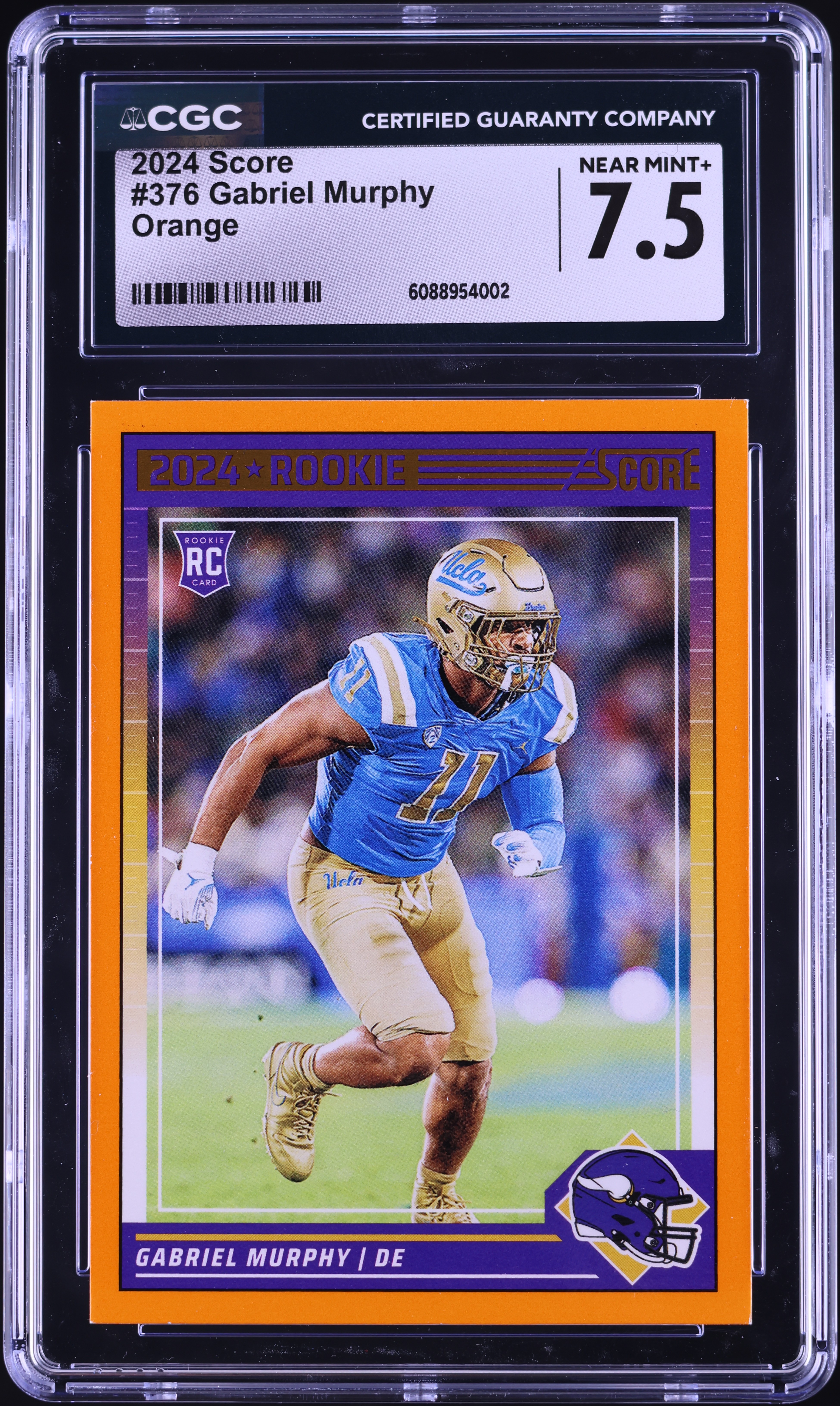 2024 Panini Score Football Orange Gabriel Murphy #376 CGC 7.5