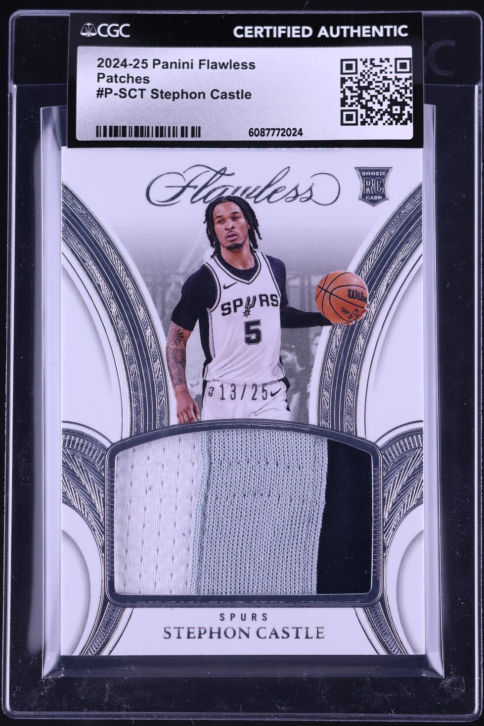 2024 Panini Flawless Stephon Castle ROOKIE GAME-USED PATCH /25 #P-SCT CGC AUTH