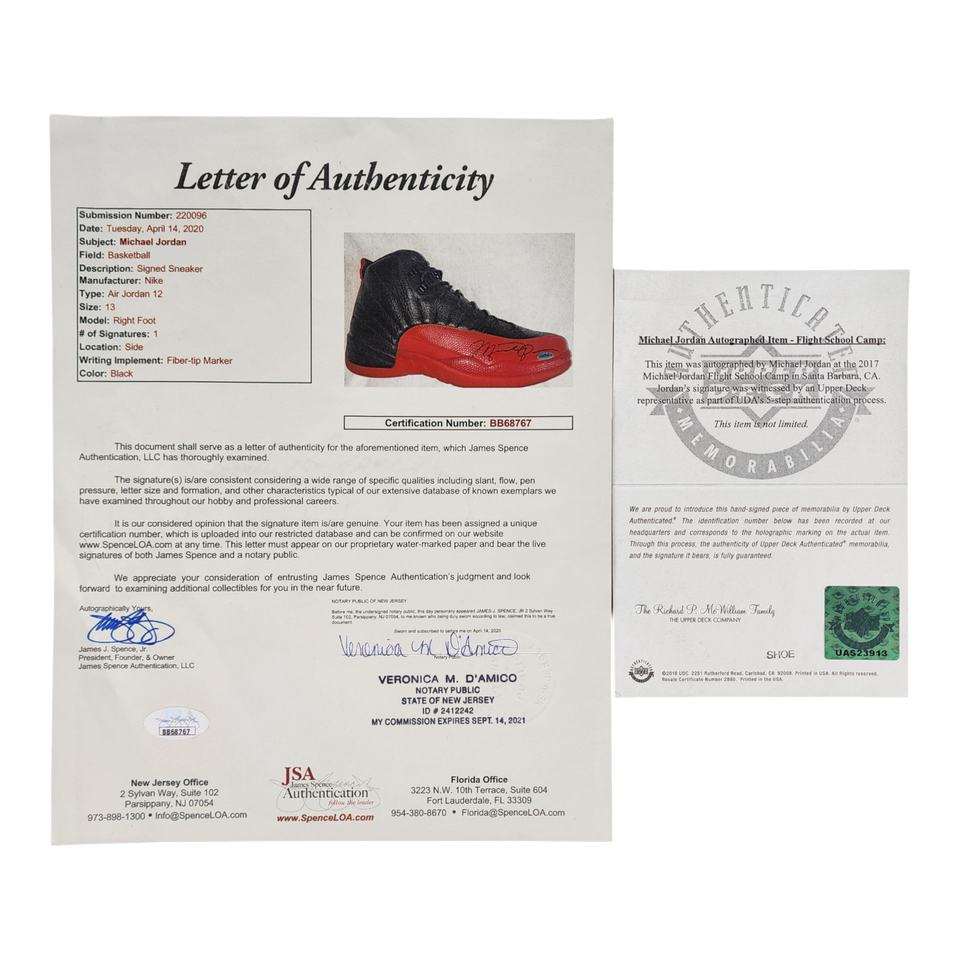 Michael Jordan Signed Sneaker - Upper Deck & JSA AUTH, LOA