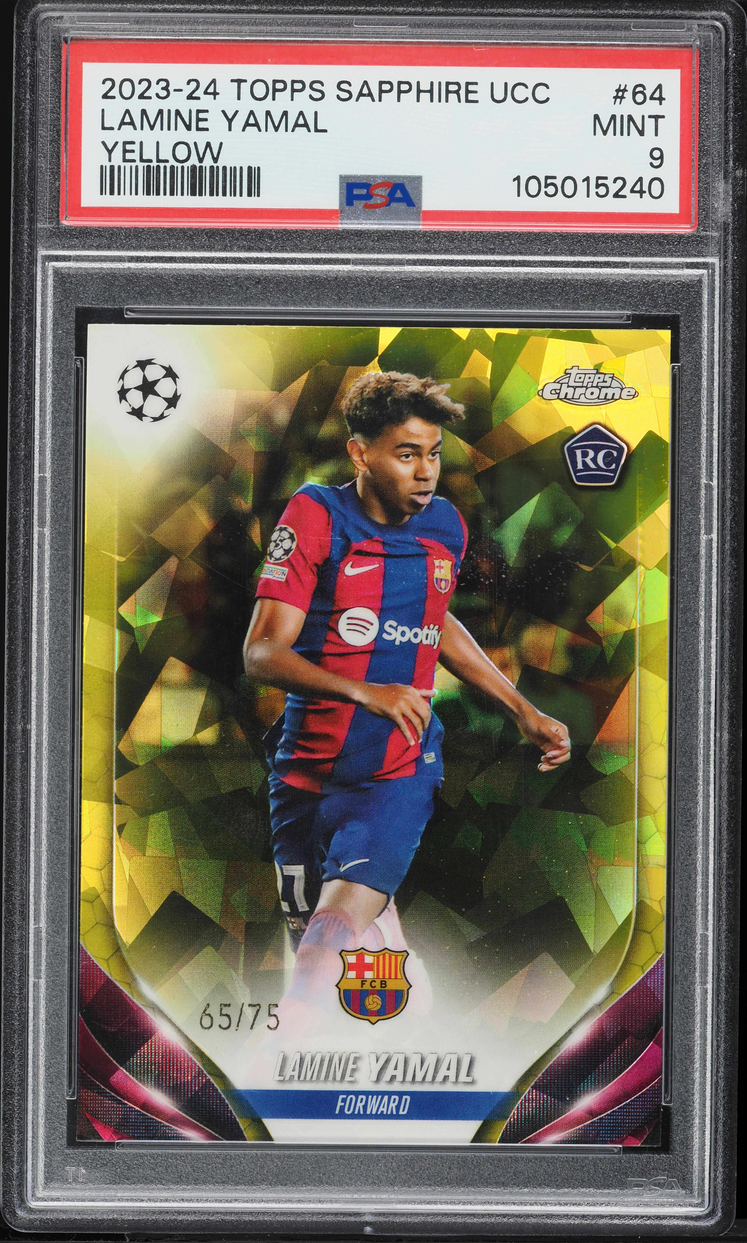 2023 Topps Chrome Sapphire UEFA Yellow Lamine Yamal ROOKIE /75 #64