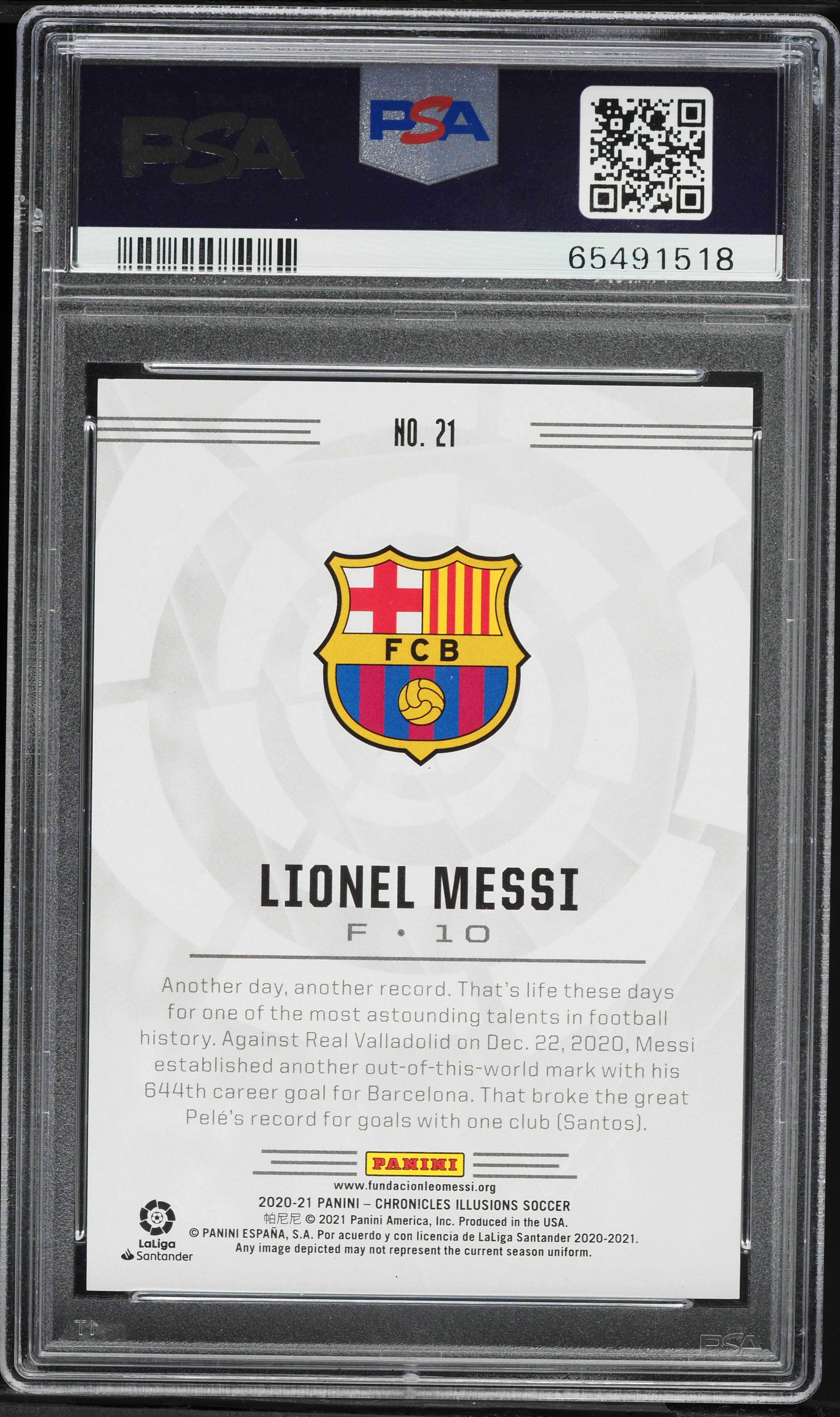 2020 Panini Chronicles Illusions La Liga Trophy Blue Lionel Messi 