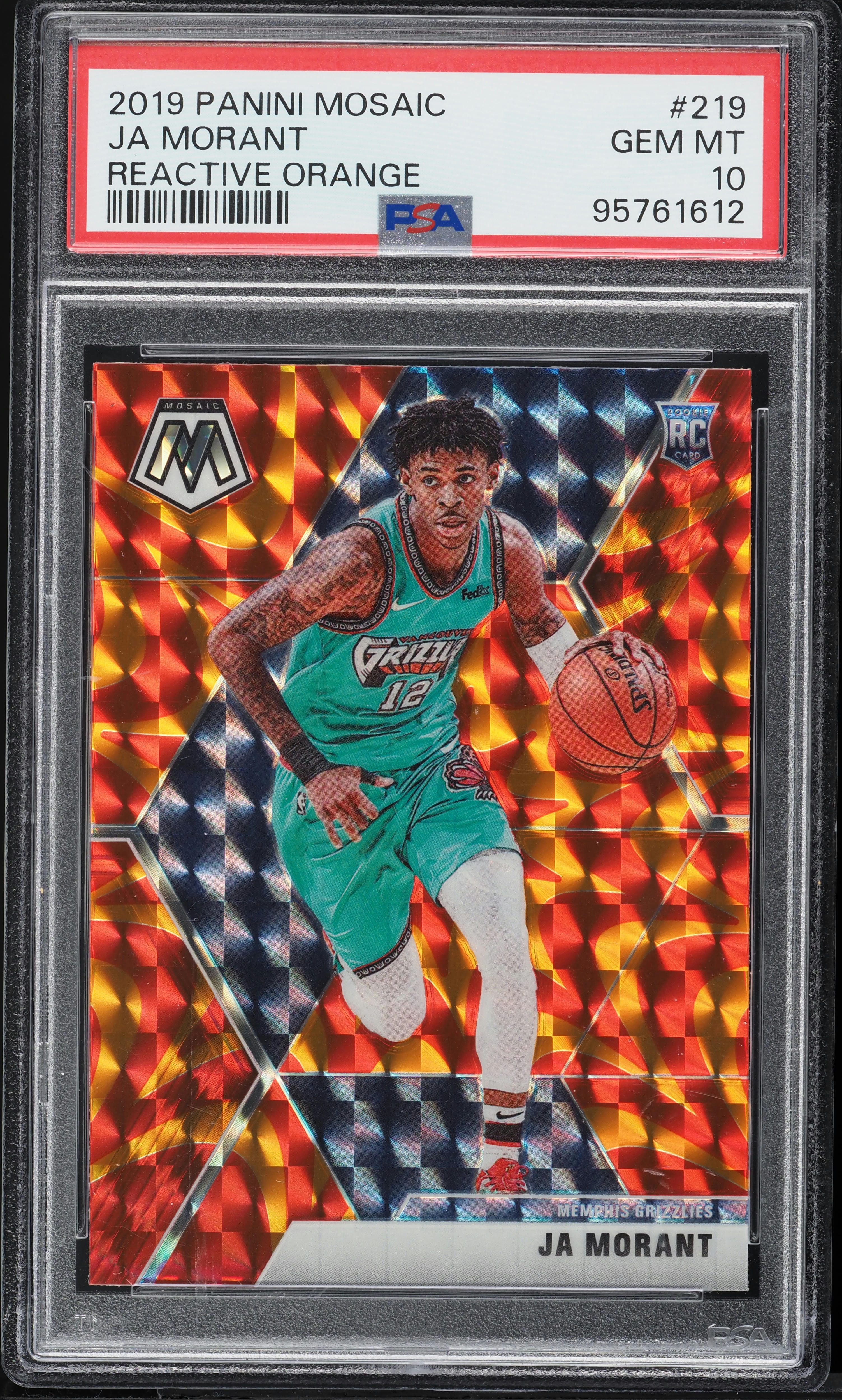 2019 Panini Mosaic Reactive Orange Ja Morant ROOKIE #219 PSA 10