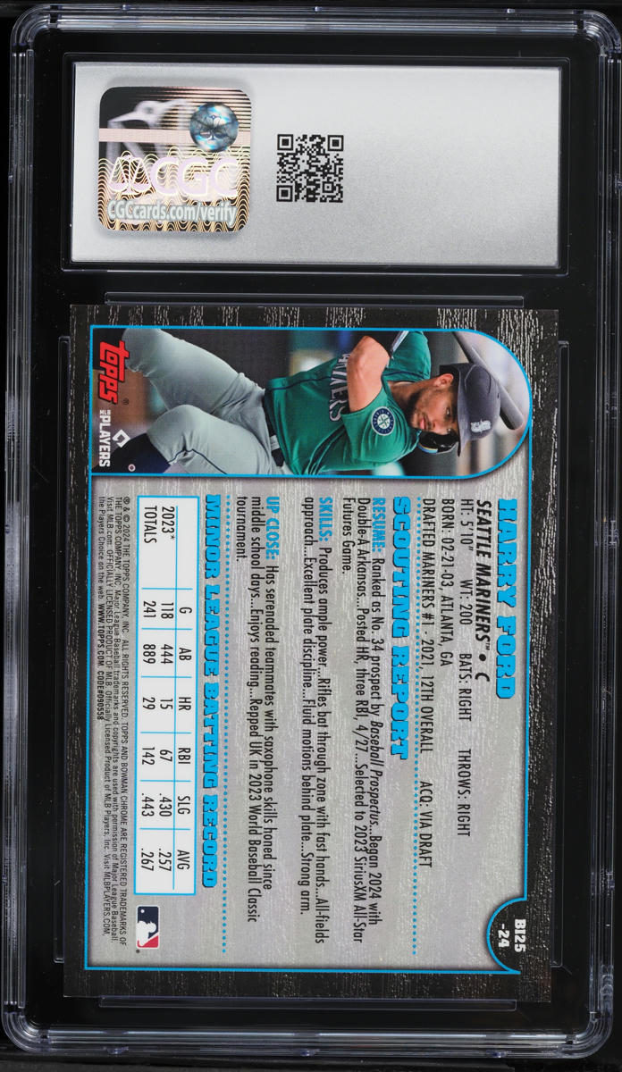 2024 Bowman Chrome 25th Anniversary International Harry Ford PROSPECT /100 #BI25-24 CGC 10 GEM