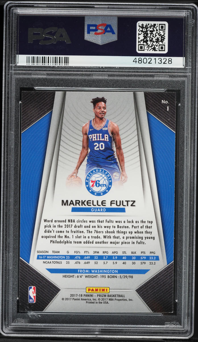 2017 Panini Prizm Markelle Fultz ROOKIE #1 PSA 9 MINT on Fanatics