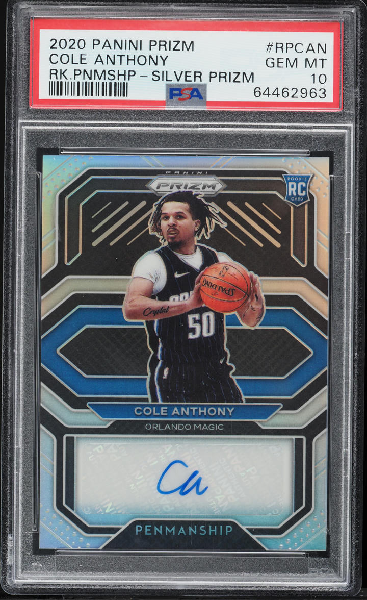 2020 Panini Prizm Silver Cole Anthony ROOKIE AUTO #RP-CAN PSA 10