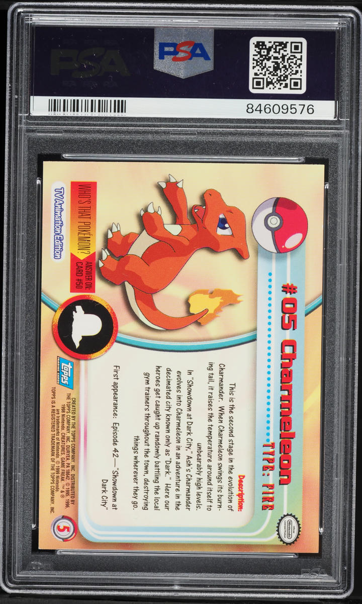1999 Topps Pokemon TV Rainbow Foil Charmeleon #5 PSA 7 NRMT
