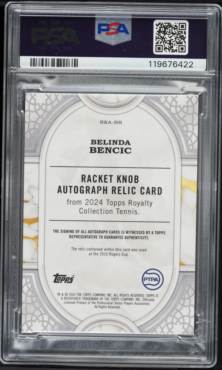 2024 Topps Royalty Tennis Racket Knob Belinda Bencic PATCH AUTO 1/1 #BB PSA/DNA AUTH
