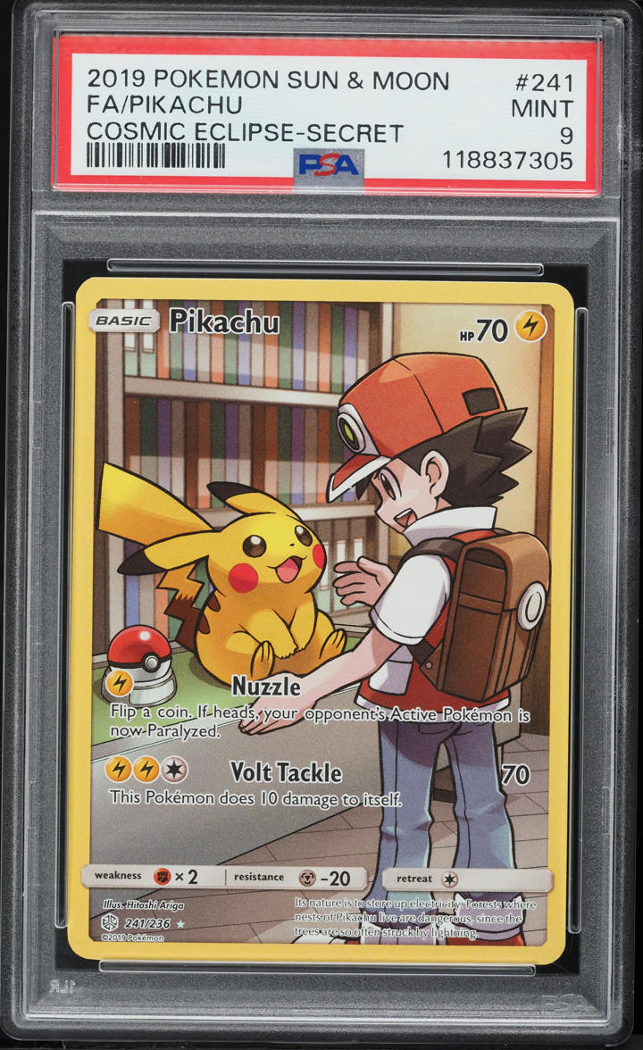 2019 Pokemon Sun & Moon Cosmic Eclipse Character Rare Pikachu #241 PSA 9 MINT