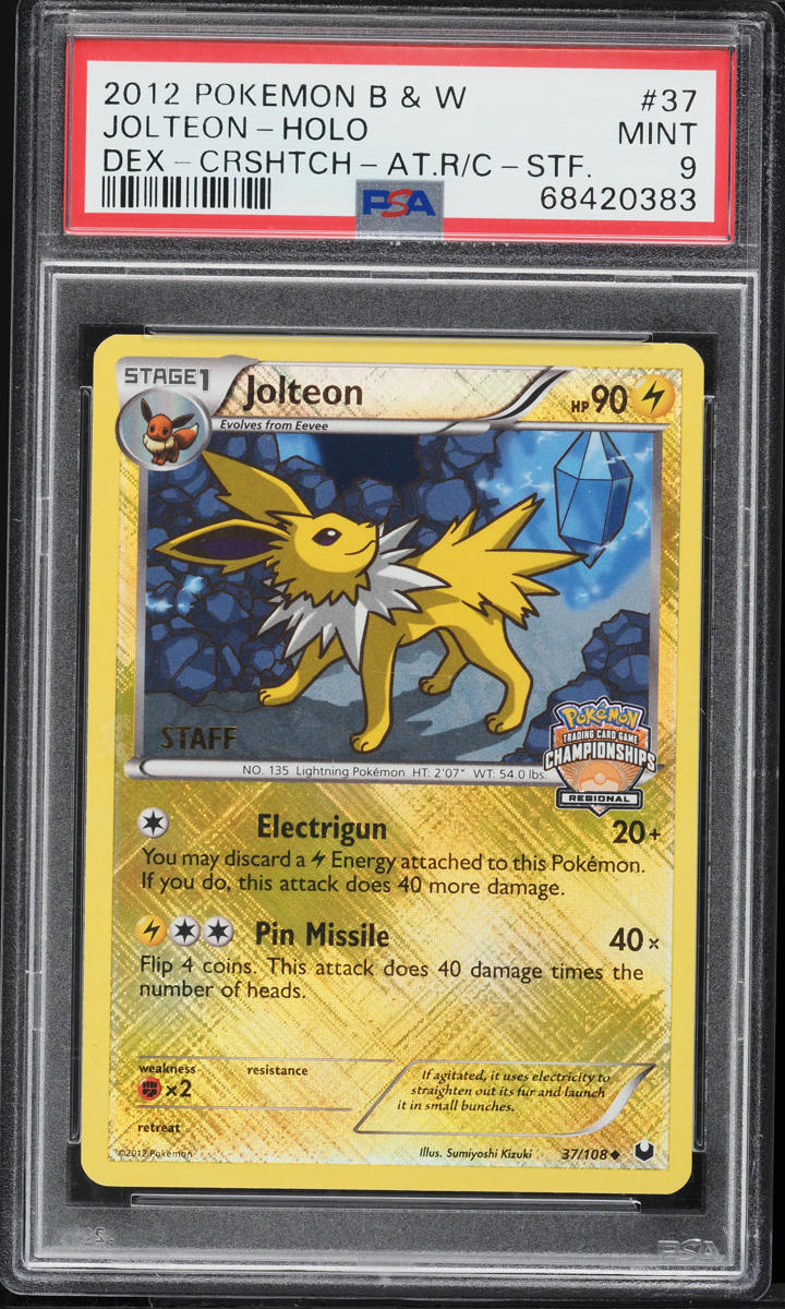 2012 Pokemon BW Dark Explorers Regional Championships Staff Holo Jolteon PSA 9 MINT