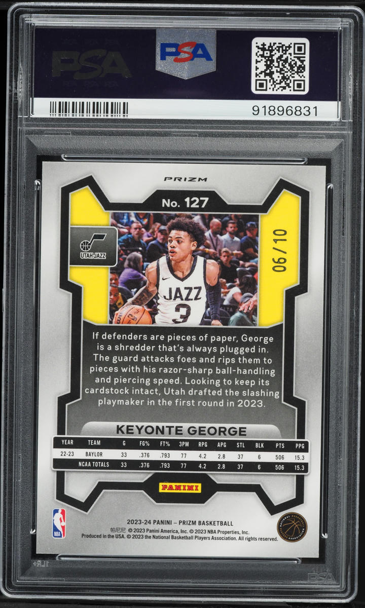 2023 Panini Prizm Gold Shimmer FOTL Keyonte George ROOKIE /10 #127 PSA 10 GEM MINT