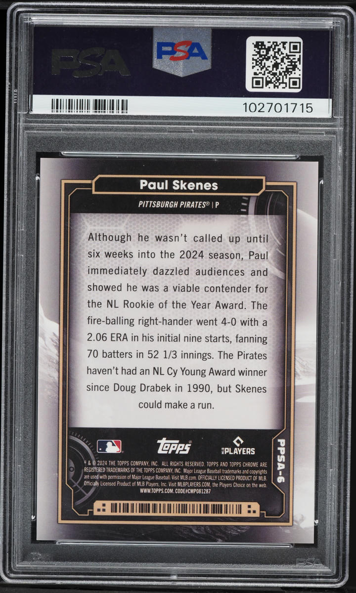 2024 Topps Chrome Cosmic Planetary Pursuit Saturn Paul Skenes ROOKIE #6 PSA 10 GEM MINT
