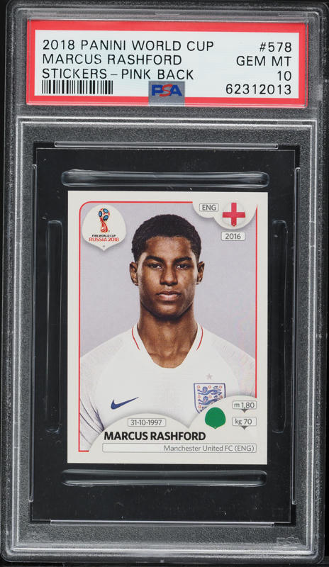 2018 Panini World Cup Stickers Marcus Rashford #590 PSA 10 GEM