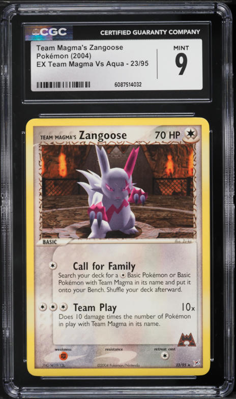 2004 Pokemon EX Team Magma VS Aqua Team Magma's Zangoose #23 CGC 9 MINT