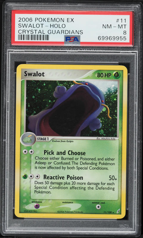 2006 Pokemon EX Crystal Guardians Holo Swalot #11 PSA 8 NM-MT