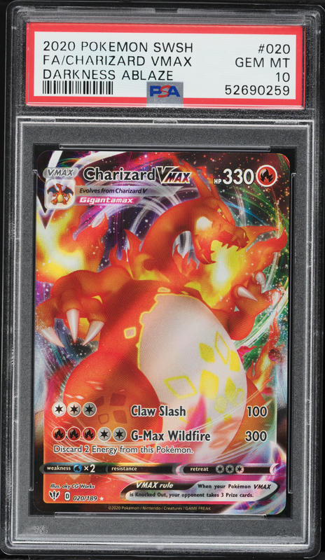 2020 Pokemon Sword & Shield Darkness Ablaze Full Art Charizard VMAX #20 PSA 10 GEM MINT