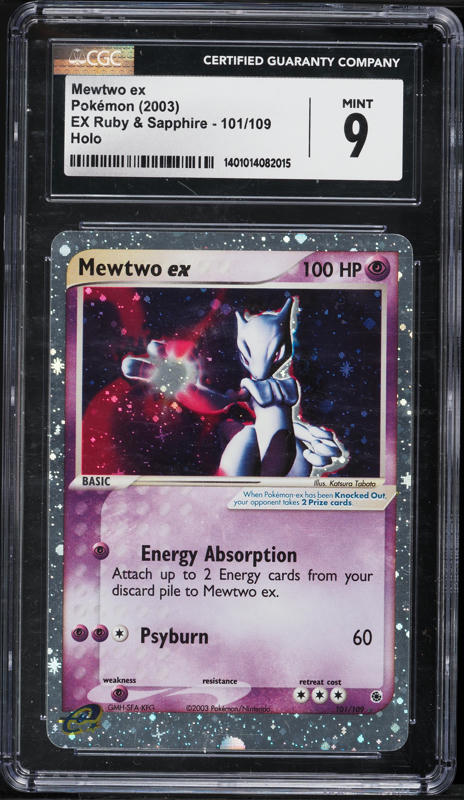2003 Pokemon EX Ruby & Sapphire Holo Mewtwo ex #101 CGC 9 MINT