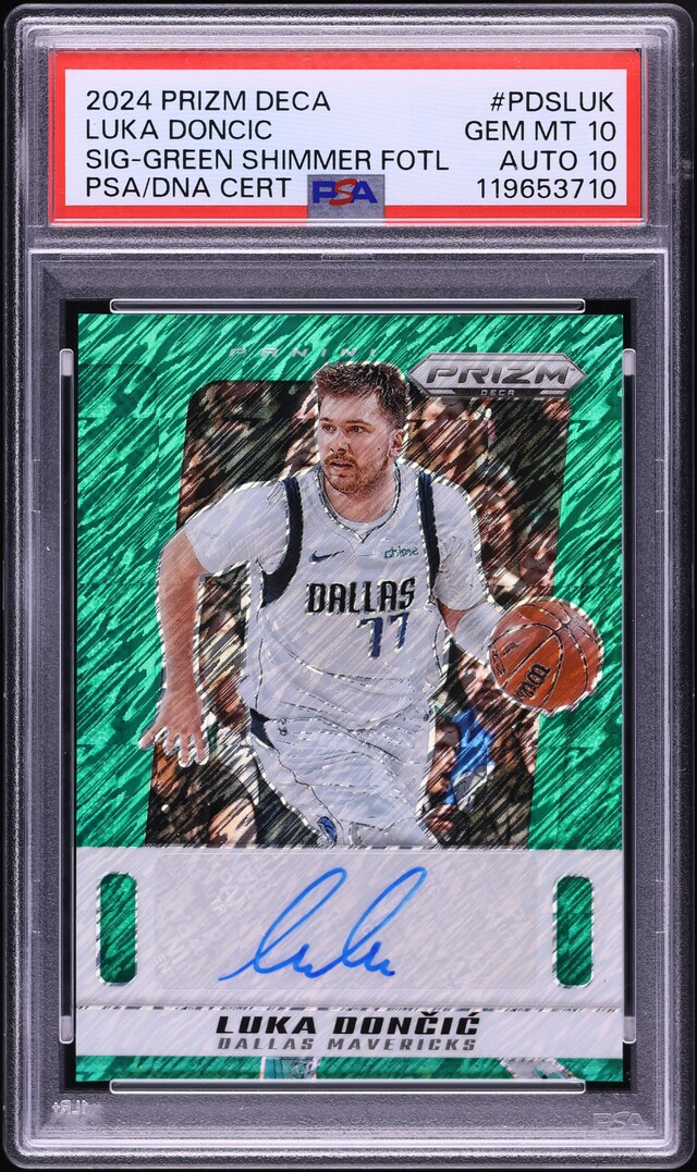 2024 Panini Prizm Deca Green Shimmer FOTL Luka Doncic AUTO DNA 10 