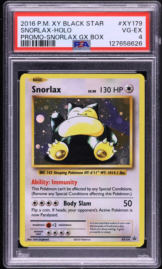 2016 Pokemon XY Black Star Promo Gx Box Holo Snorlax #XY179 PSA 4