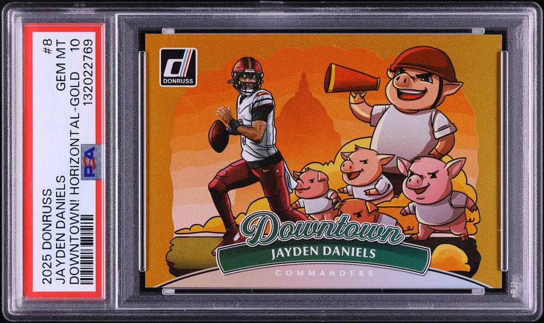 2025 Donruss Downtown! Horizontal Gold Jayden Daniels /10 #8 PSA 10 GEM MINT