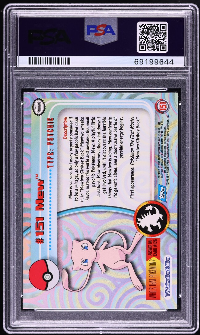 2000 Topps Pokemon TV Animation Series 3 Foil Mew #151 PSA 10 GEM MINT on  Fanatics Collect