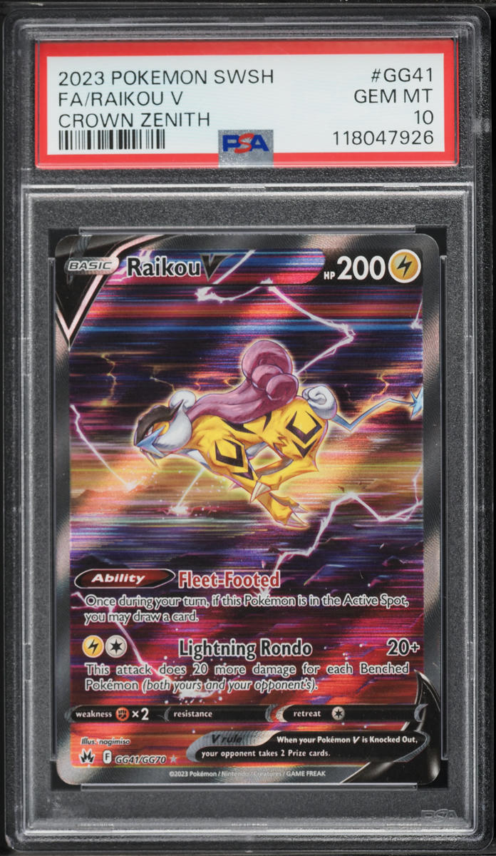 2023 Pokemon Sword & Shield Crown Zenith Alt Art Raikou V #GG41 PSA 10 GEM MINT