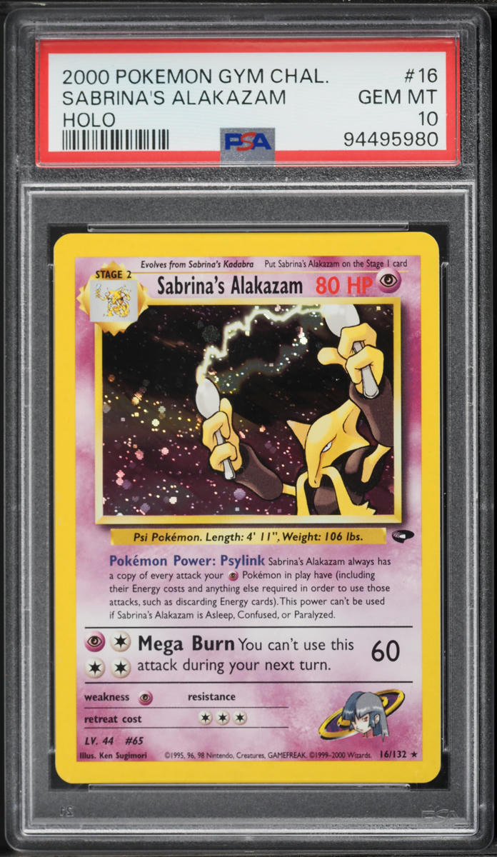 2000 Pokemon Gym Challenge Holo Sabrina's Alakazam #16 PSA 10 GEM MINT