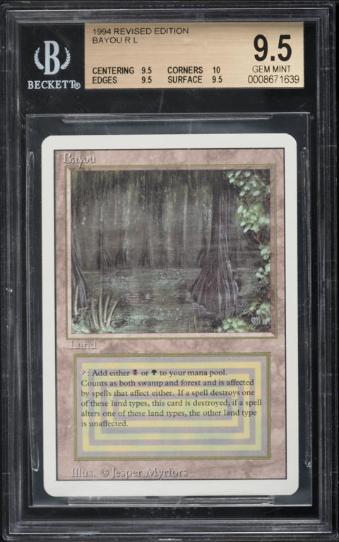 1994 Magic The Gathering MTG Revised Edition Dual Land Bayou BGS