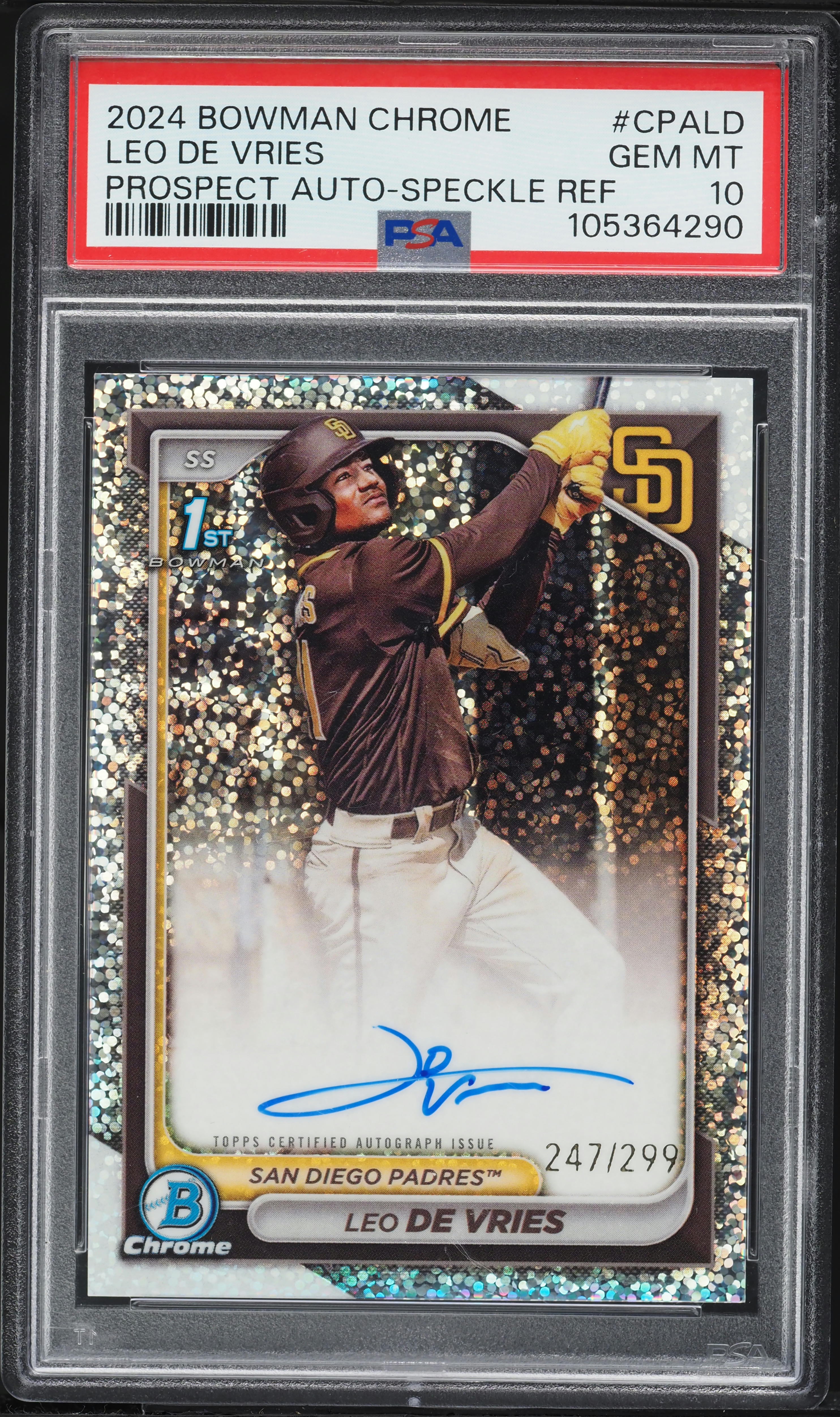 2024 Bowman Chrome Speckle Refractor Leo De Vries PROSPECT AUTO 