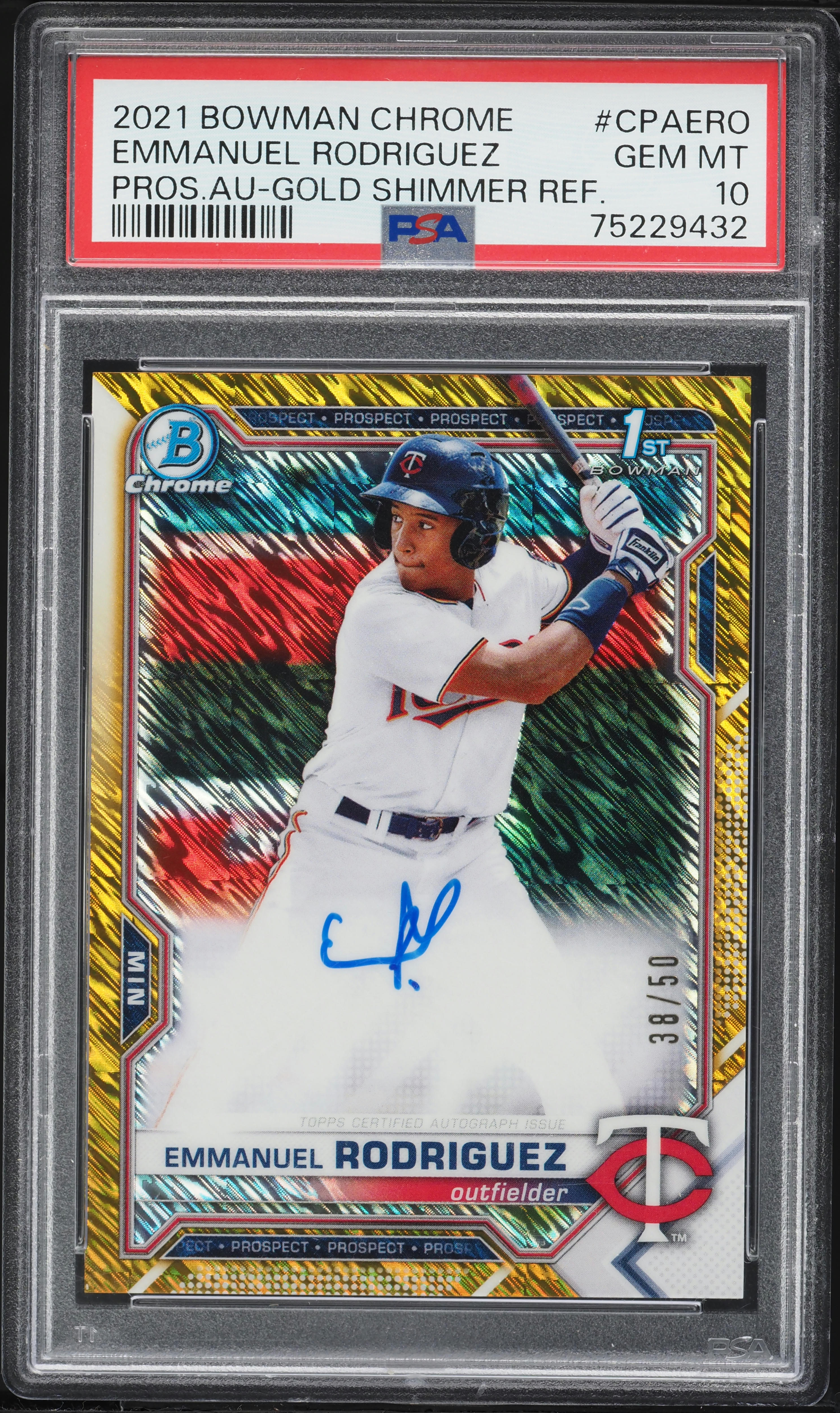 2021 Bowman Chrome Gold Shimmer Ref. Emmanuel Rodriguez PROSPECT 