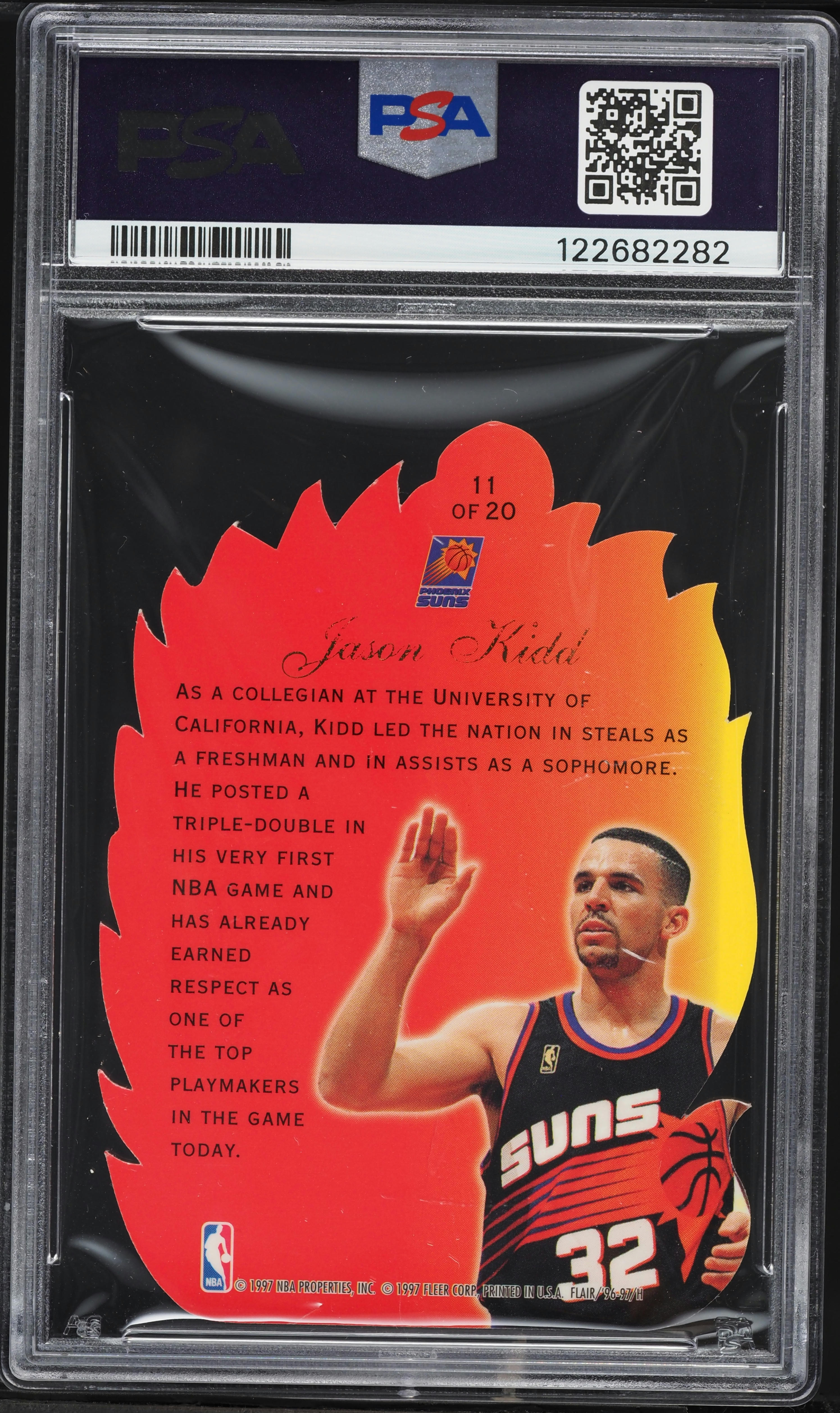 1996 Flair Showcase Hot Shots Die-Cut Jason Kidd #11 PSA 8 NM-MT