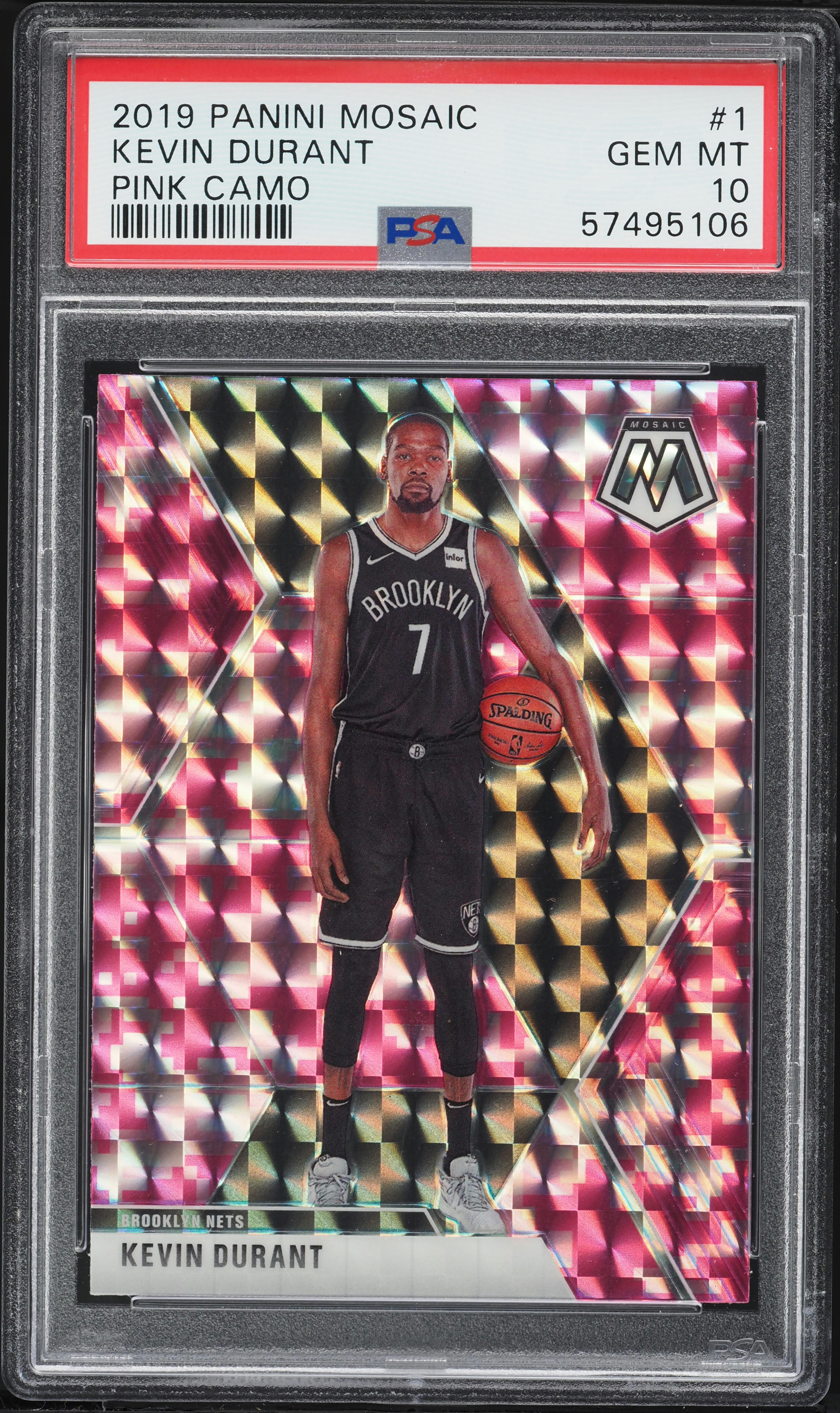 2019 Panini Mosaic Pink Camo Kevin Durant #1 PSA 10 GEM MINT on
