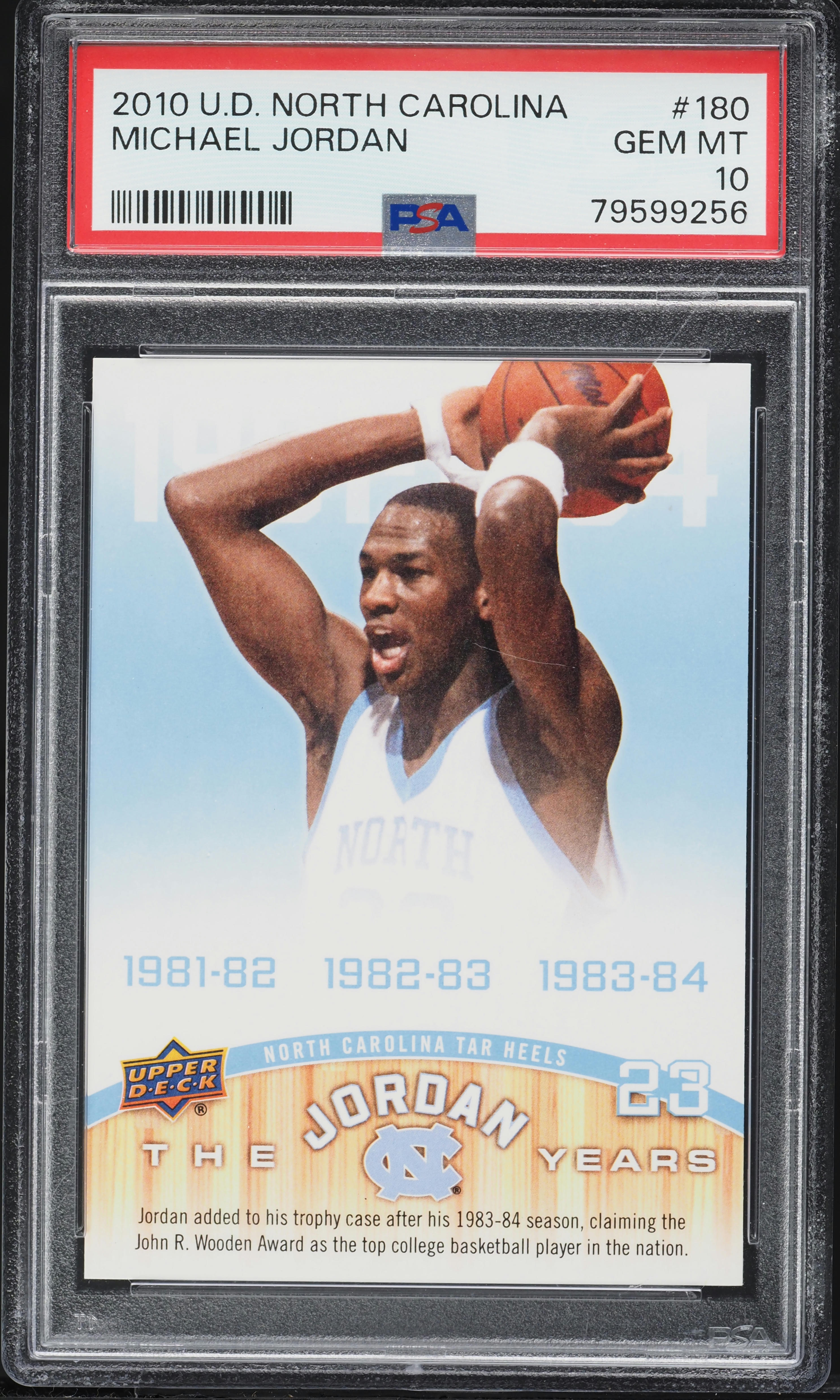 2010 Upper Deck North Carolina Michael Jordan #180 PSA 10 GEM MINT 