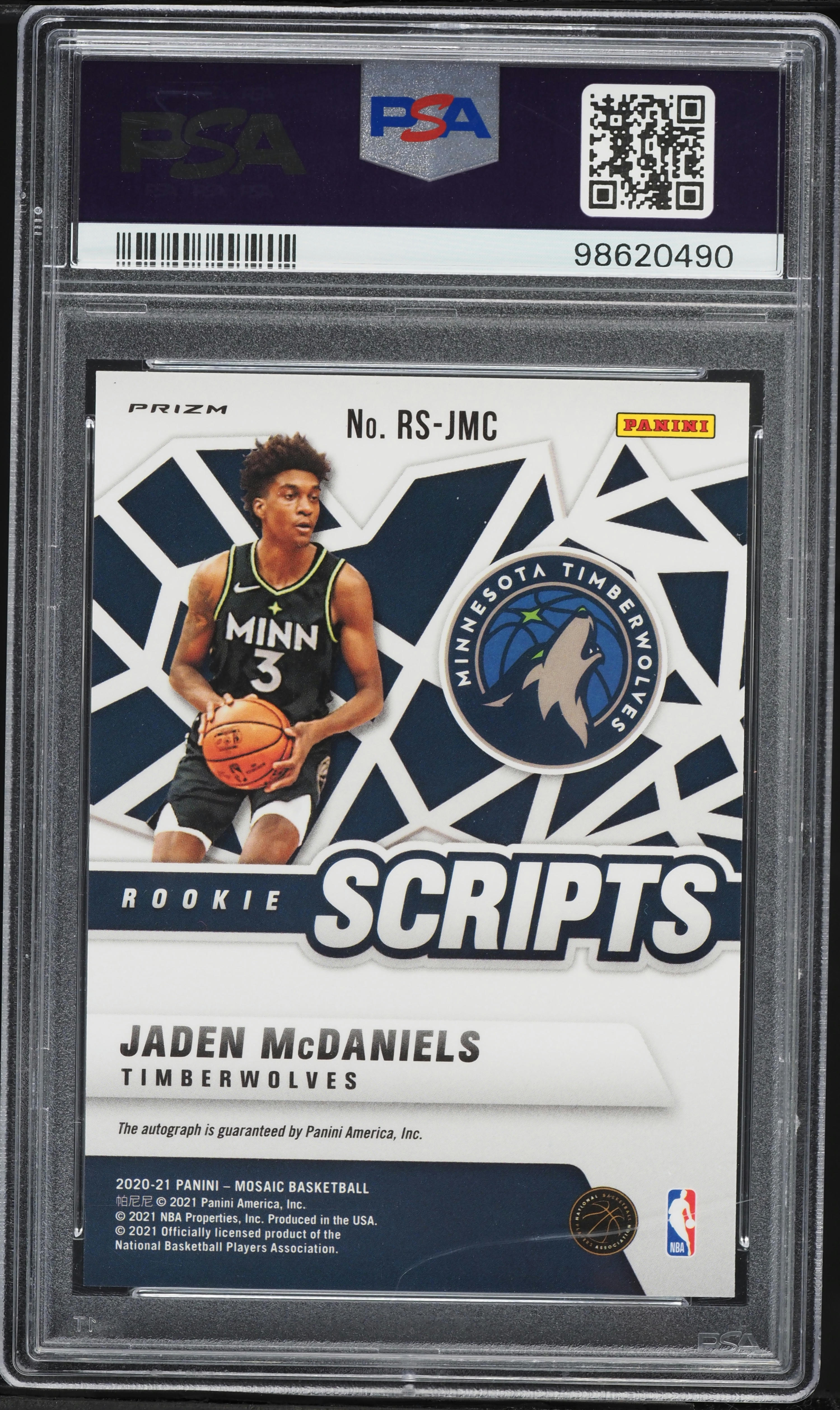 2020 Panini Mosaic Scripts Jaden McDaniels ROOKIE AUTO #RSJMC PSA