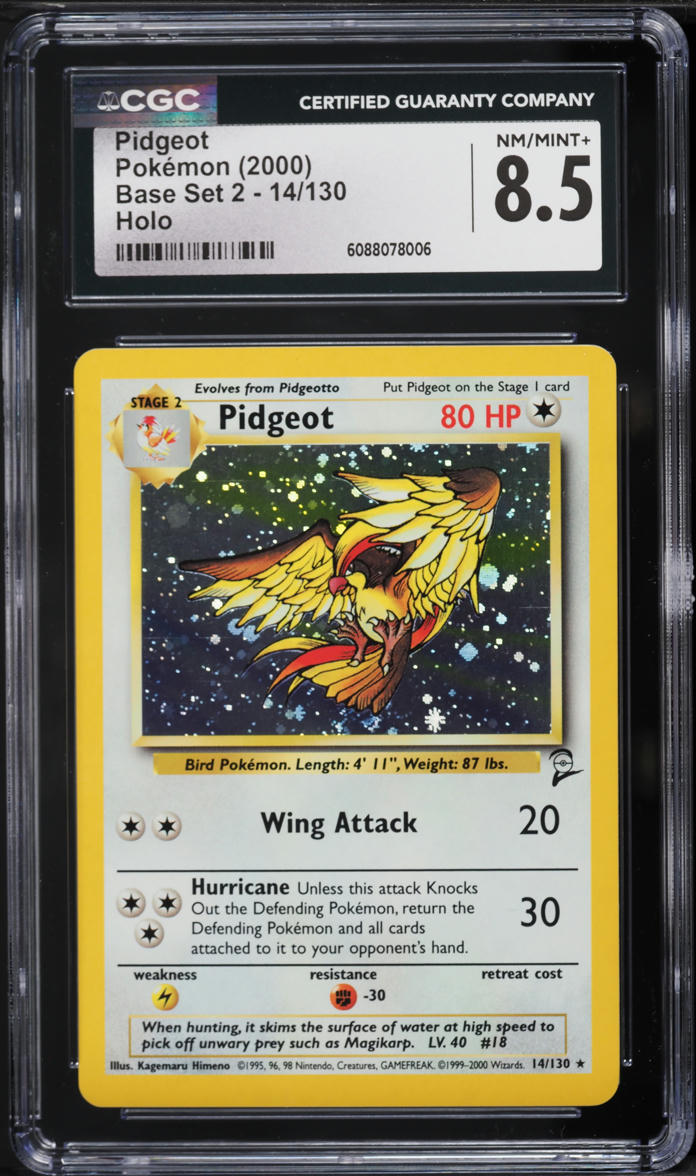 2000 Pokemon Base Set 2 Holo Pidgeot #14 CGC 8.5 NM-MT+