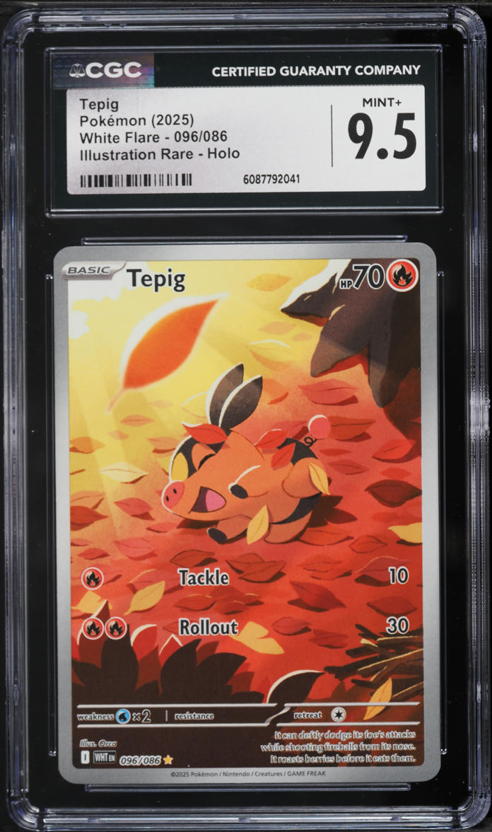 pokemon tepig card 2025 Scarlet & Violet White Flare IR #96 CGC 9.5 MINT+ on Fanatics Collect Common Number Tepig Cards in Pokémon TCG