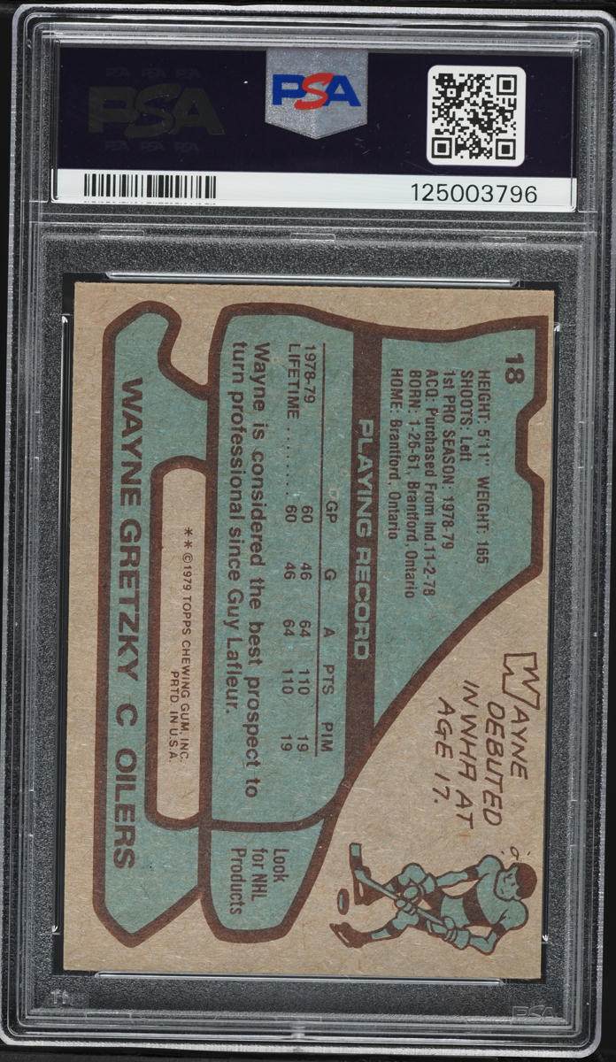 1979 Topps Hockey Wayne Gretzky ROOKIE #18 PSA 4 VGEX