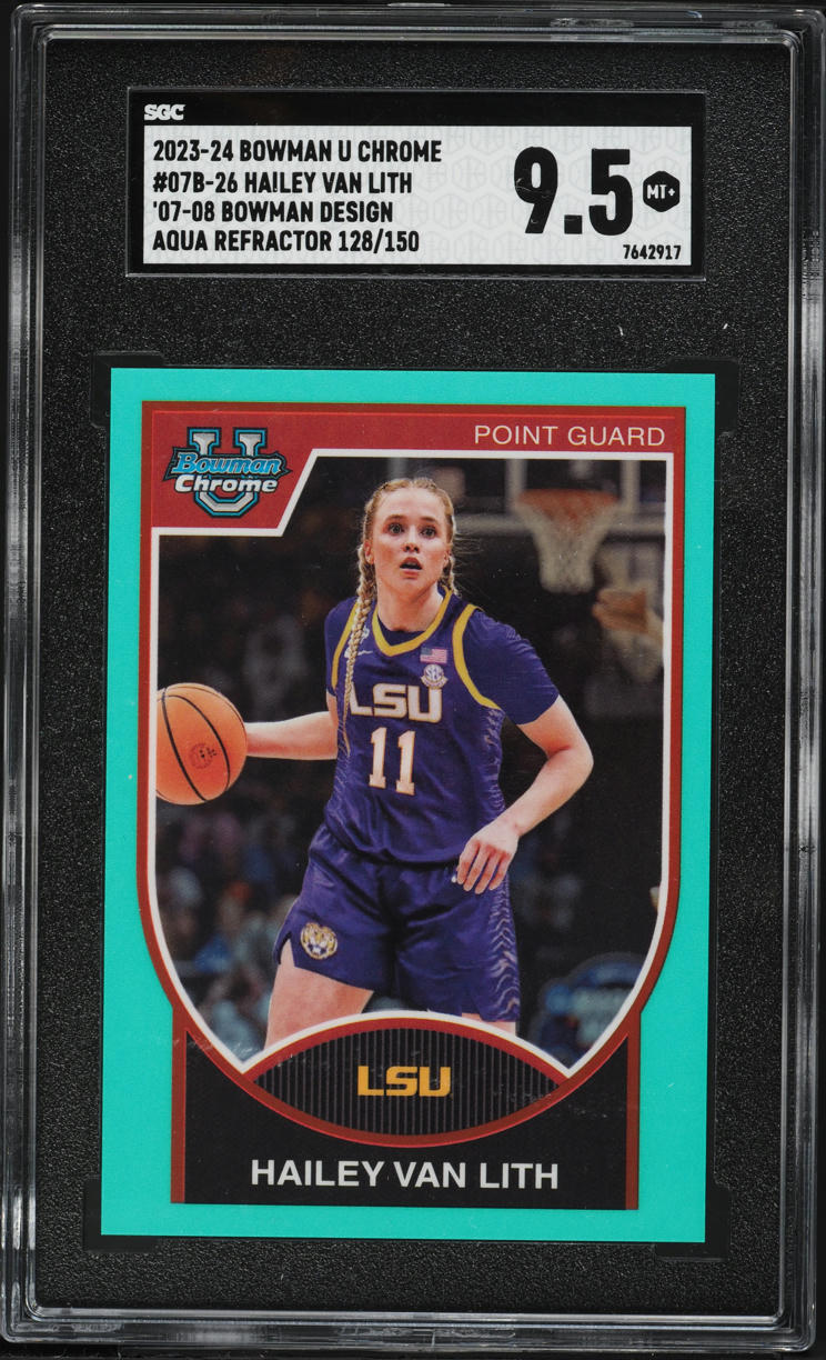 2023 Bowman Chrome University '07 Design Aqua Refractor Hailey Van Lith ROOKIE /150 SGC 9.5