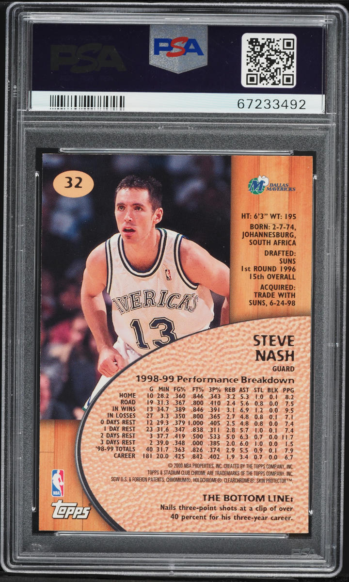 1999 Stadium Club Chrome Steve Nash #32 PSA 10 GEM MINT