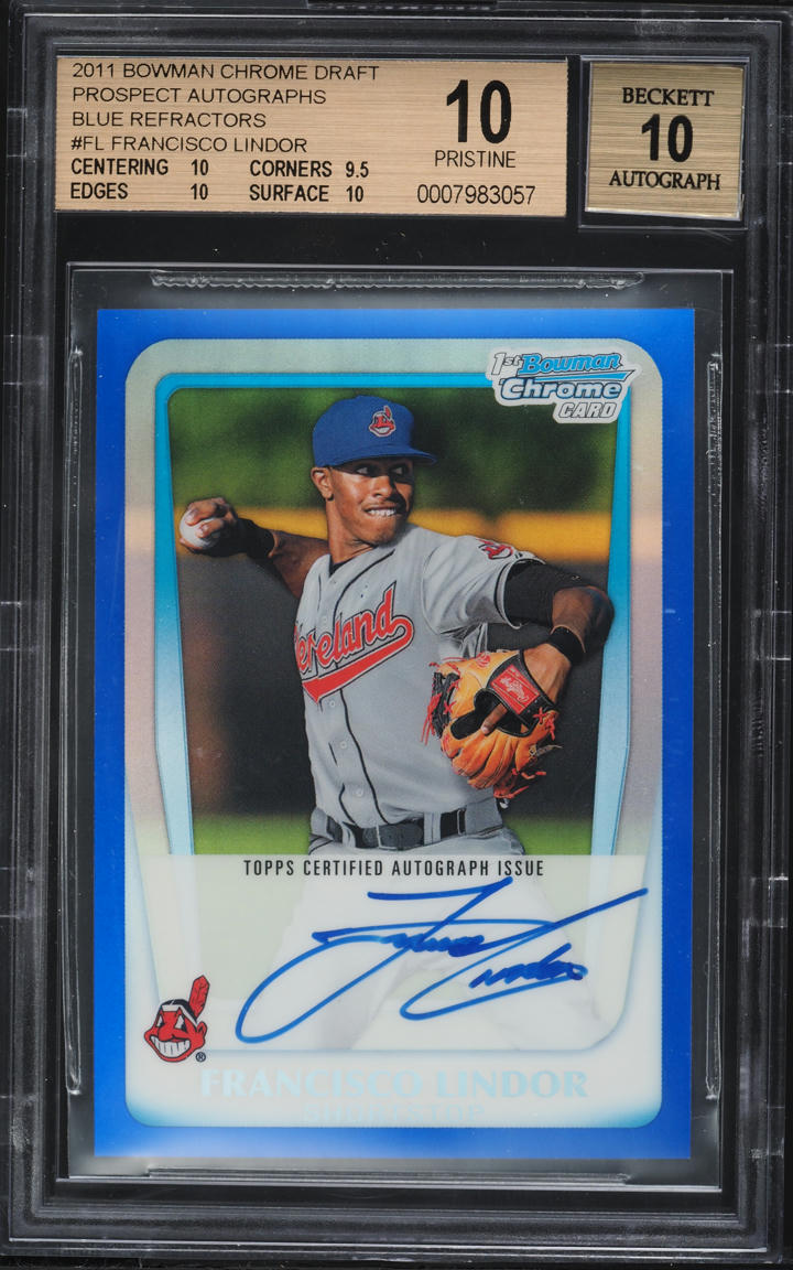 2011 Bowman Chrome Blue Refractor Francisco Lindor PROSPECT AUTO /150 BGS 10 PRISTINE